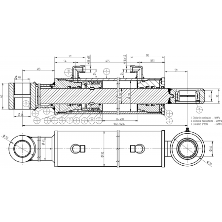 SIŁOWNIK HYDRAULICZNY SMT2HG 80x40 SKOK 400MM SIŁOWNIK HYDRAULICZNY SMT2HG 80x40 SKOK 400MM